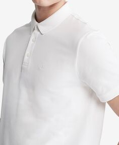 Мужская однотонная футболка-поло из пике Calvin Klein, белый