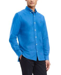 Мужская однотонная оксфордская рубашка на заказ New England Tommy Hilfiger, цвет Provence Blue