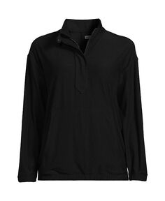Женская рубашка Popover с длинными рукавами и молнией спереди Lands&apos; End, черный