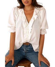Женская хлопковая рубашка с коротким рукавом Chloe Paneros Clothing, тан/бежевый