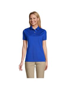 Женская школьная форма, рубашка поло из полипике с короткими рукавами Lands&apos; End, цвет Cobalt