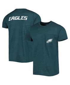 Мужская футболка Midnight Green Philadelphia Eagles с карманами Tri-Blend Majestic, зеленый