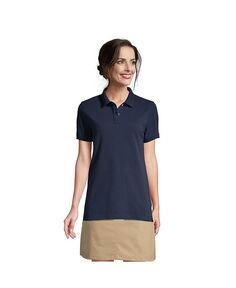 Женская школьная форма с коротким рукавом и сетчатой рубашкой поло Lands&apos; End, цвет Classic navy