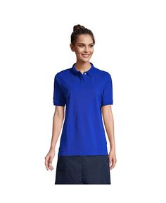 Женская школьная форма с коротким рукавом и сетчатой рубашкой поло Lands&apos; End, цвет Cobalt