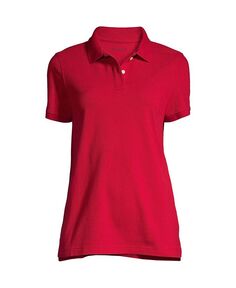 Женская школьная форма, высокая сетчатая рубашка-поло с короткими рукавами Lands&apos; End, красный