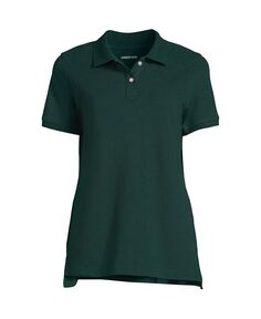 Женская школьная форма, высокая сетчатая рубашка-поло с короткими рукавами Lands&apos; End, зеленый