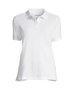 Женская школьная форма, высокая сетчатая рубашка-поло с короткими рукавами Lands&apos; End, белый