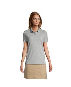 Женская школьная форма с коротким рукавом и сетчатой рубашкой поло Lands&apos; End, серый