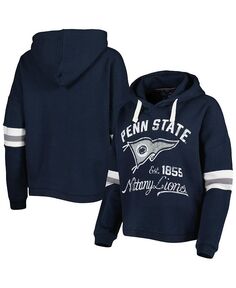 Женский темно-синий пуловер с капюшоном Penn State Nittany Lions Super Pennant с потертостями Pressbox, синий