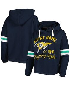 Женский темно-синий пуловер с капюшоном Notre Dame Fighting Irish Super Pennant Pressbox, синий