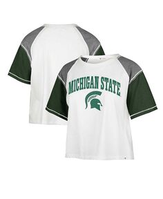 Женская белая укороченная футболка с эффектом потертости Michigan State Spartans Serenity Gia &apos;47 Brand, белый