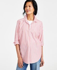 Женская хлопковая рубашка-туника с разрезом Style &amp; Co, красный