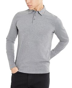 Мужская классическая рубашка-поло стрейч с длинными рукавами Kenneth Cole, серый