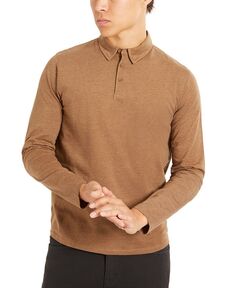 Мужская классическая рубашка-поло стрейч с длинными рукавами Kenneth Cole, коричневый