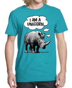 Мужская футболка с рисунком Rhino Unicorn Buzz Shirts, синий
