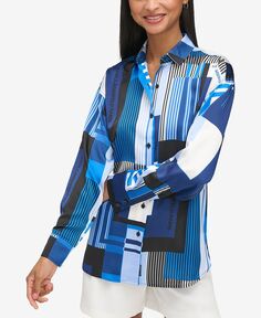 Женская блузка оверсайз с принтом KARL LAGERFELD PARIS, цвет Lapis Blue Multi