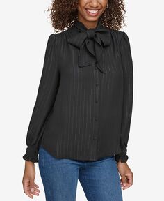 Женская блузка в тонкую полоску металлик KARL LAGERFELD PARIS, черный