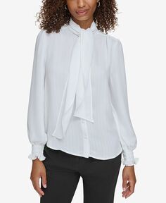 Женская блузка в тонкую полоску металлик KARL LAGERFELD PARIS, белый