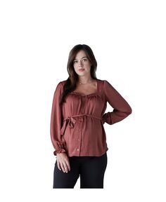 Женская блузка с поясом и пуговицами для беременных Ingrid + Isabel, красный