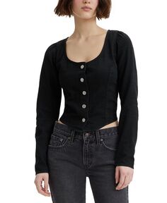 Женская хлопковая корсетная блузка с длинными рукавами Daryn Levi&apos;s, черный Levis