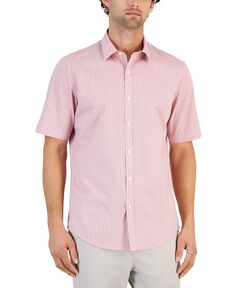 Мужская эластичная рубашка на пуговицах с короткими рукавами и геометрическим рисунком Alfani, розовый