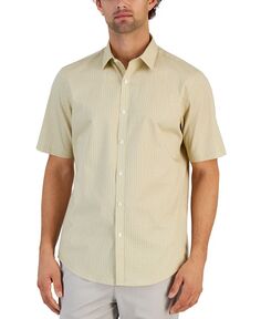 Мужская эластичная рубашка на пуговицах с короткими рукавами и геометрическим рисунком Alfani, коричневый
