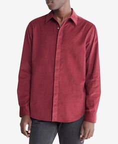 Мужская однотонная вельветовая рубашка обычного кроя на пуговицах Calvin Klein, красный