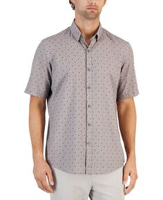 Мужская эластичная рубашка на пуговицах с короткими рукавами Alfatech Geometric Dot Alfani, коричневый