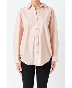 Женская рубашка оверсайз с воротником на пуговицах endless rose, розовый
