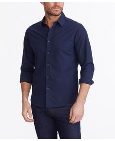 Мужская рубашка классического кроя без морщин Castello на пуговицах UNTUCKit, синий