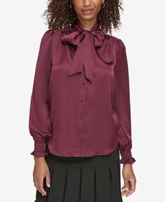 Женская блузка на пуговицах с завязочным вырезом KARL LAGERFELD PARIS, фиолетовый