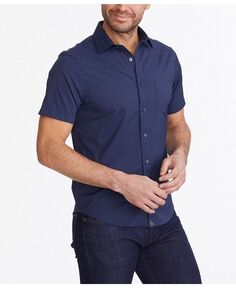 Мужская приталенная рубашка без морщин с короткими рукавами и пуговицами Жиронда UNTUCKit, синий