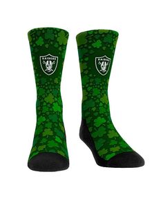 Мужские и женские носки Las Vegas Raiders St. Patty&apos;s Day Shamrock Crew Socks Rock &apos;Em, зеленый