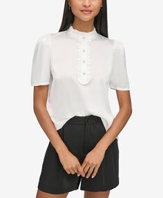 Женская блузка с короткими рукавами и рюшами KARL LAGERFELD PARIS, белый