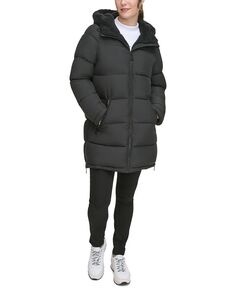 Женский пуховик на подкладке из искусственного меха с капюшоном Calvin Klein, черный