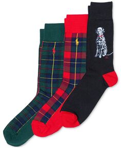 Мужские 3-комп. Праздничный набор носков в подарочной упаковке для собак в клетку тартан Polo Ralph Lauren, мультиколор