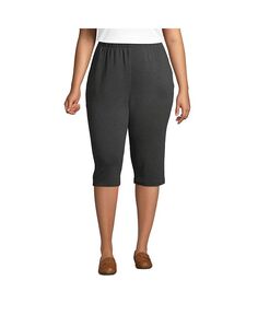 Спортивные трикотажные брюки больших размеров с эластичной резинкой на талии и капри Lands&apos; End, цвет Dark charcoal heather