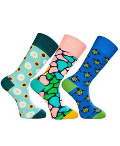 Новинка, набор роскошных мужских носков для экипажа Cancun, забавный разноцветный комплект с бесшовным мыском, 3 шт. Love Sock Company, мультиколор