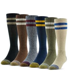 Набор из 6 повседневных мужских носков Харрингтон Gold Toe, цвет Asst 12