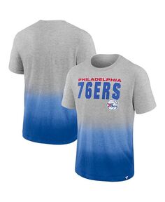 Мужская футболка с фирменным рисунком Heathered Grey и Royal Philadelphia 76ers Board Crasher Dip-Dye Fanatics, серый