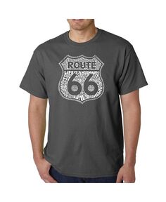 Мужская футболка с надписью Route 66 Life is a Highway LA Pop Art, серый
