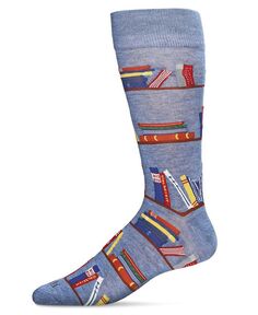 Мужские носки Bibliophile Rayon from Bamboo Novelty Crew Socks MeMoi, синий