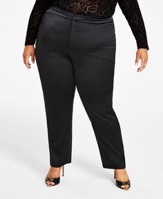 Модные атласные облегающие брюки больших размеров Nina Parker, черный
