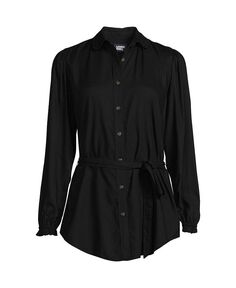 Женская рубашка из искусственного шелка с завязкой на талии Lands&apos; End, черный