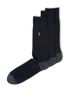 Мужские носки, мягкая на ощупь ребристая пятка, носок, 3 пары Polo Ralph Lauren, черный