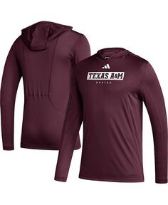 Мужская темно-бордовая футболка Texas A&amp;M Aggies Sideline AEROREADY с капюшоном и длинным рукавом adidas, красный