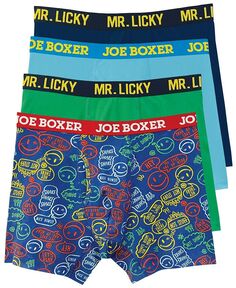 Мужские трусы-боксеры из эластичного хлопка для группового чата, набор из 4 шт. Joe Boxer, мультиколор