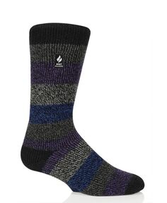 Мужские носки Milan Stripe Crew Heat Holders, цвет Black, Purple