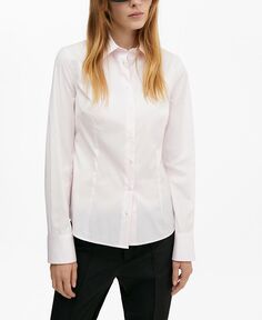 Женская приталенная хлопковая рубашка MANGO, розовый