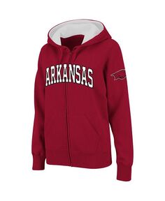 Женская худи с молнией во всю длину и арочным именем Cardinal Arkansas Razorbacks Colosseum, красный